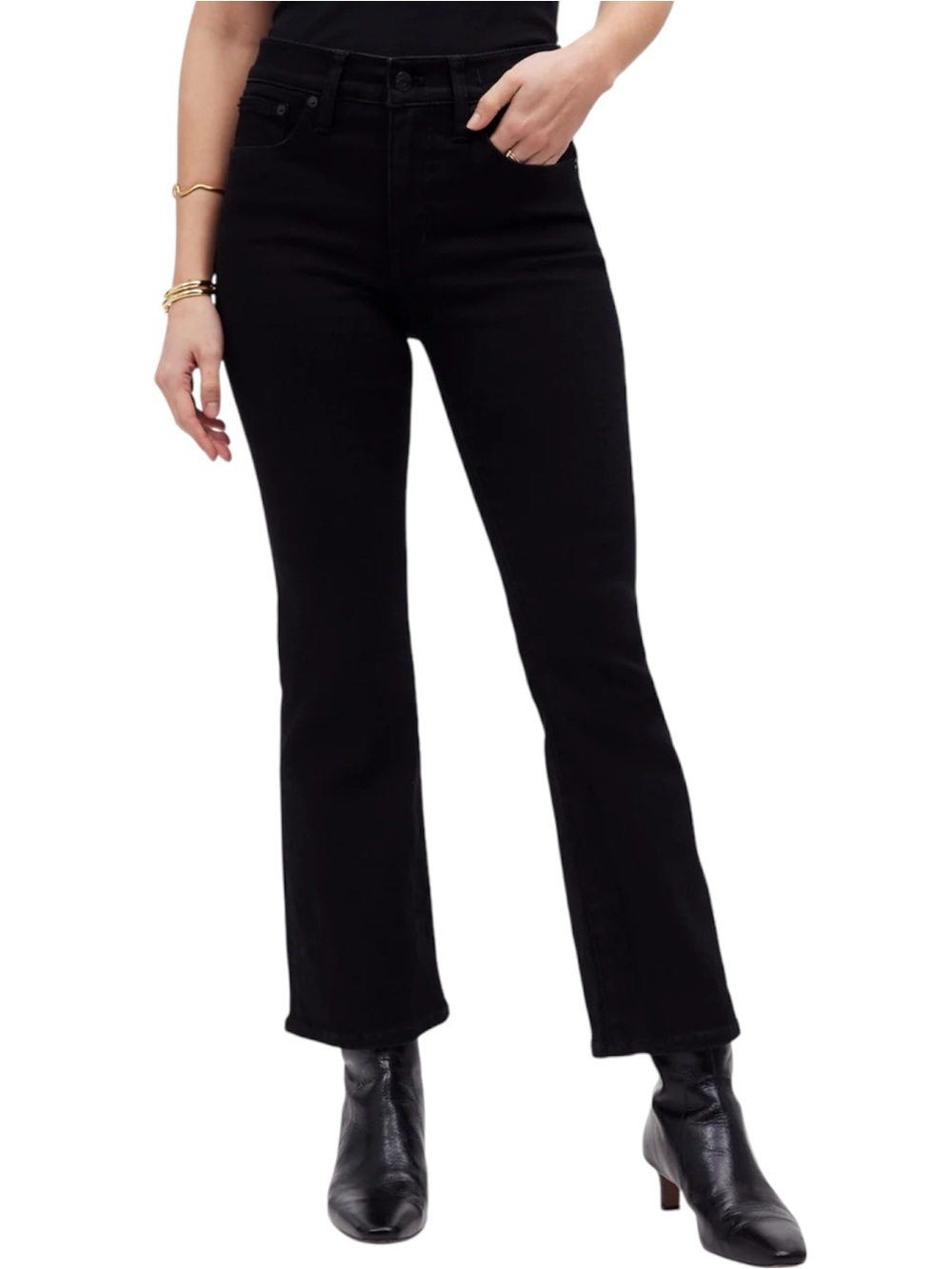 Madewell Jeans Tall Kick Out Crop Black Rinse Wash Mid Rise Women’s Size 33T